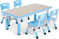 Kids Table and 4 Chairs Set, Height Adjustable Toddler Table and Chair Set