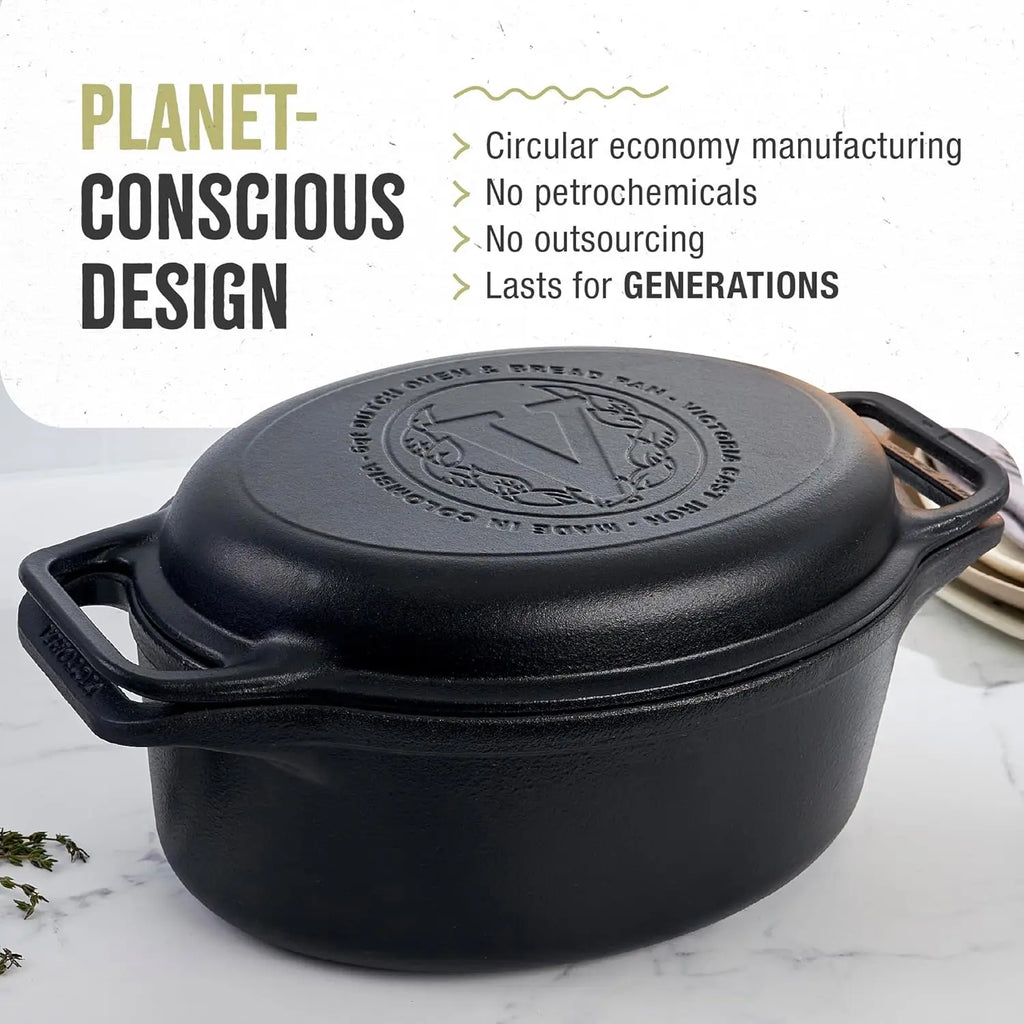6-Quart Oval Cast Iron Dutch Oven and Skillet Set