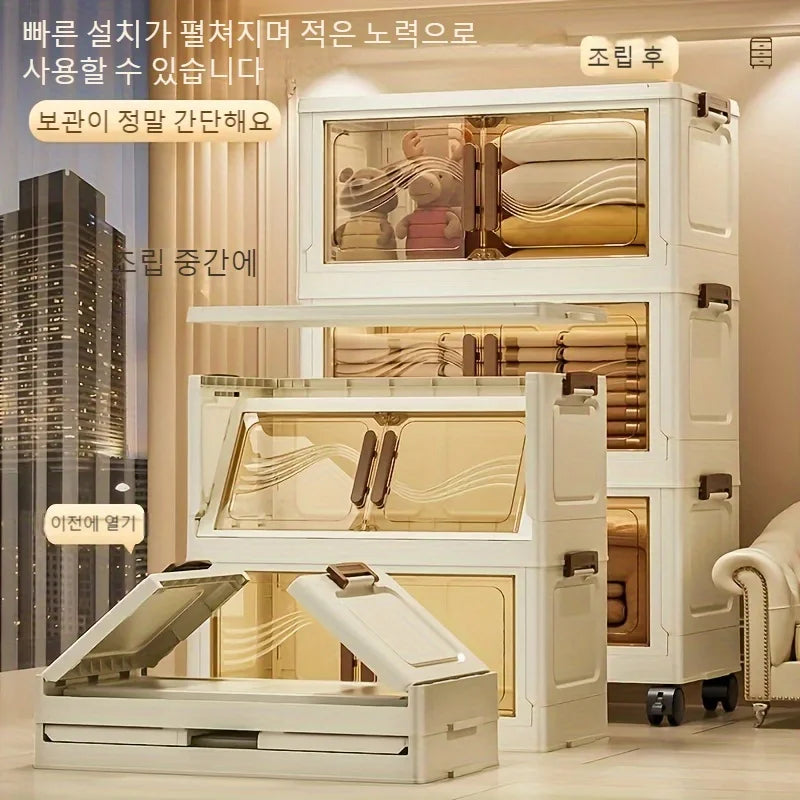 Foldable Storage Box with Clear Door - Spacious, Durable, and Easy-to-Assemble