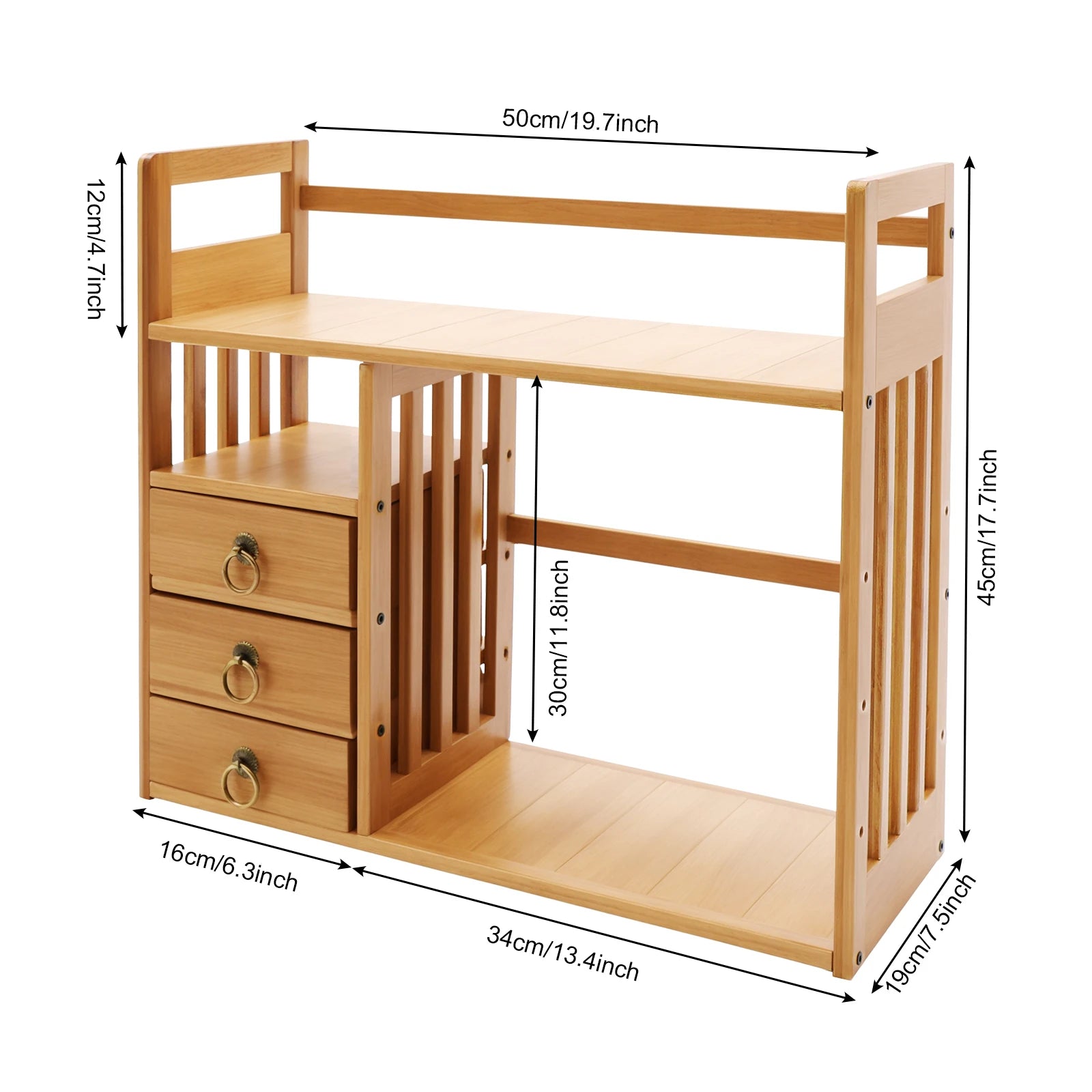 Desktop Organizer  Storage Rack Wood with Drawers