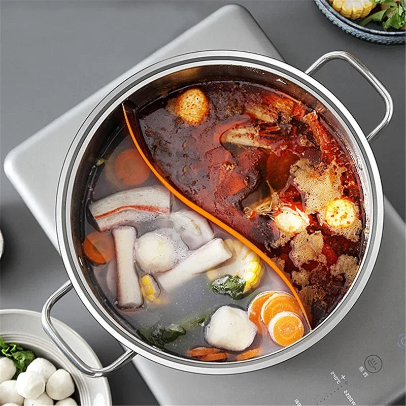 stainless steel two flavors hotpot special hot pot Cooking soup dumpling noodles