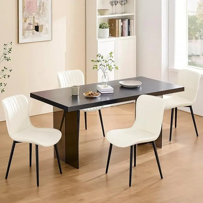 Luxury Set of 4 Modern Dining Chairs: Heavy-Duty Faux Leather Upholstery