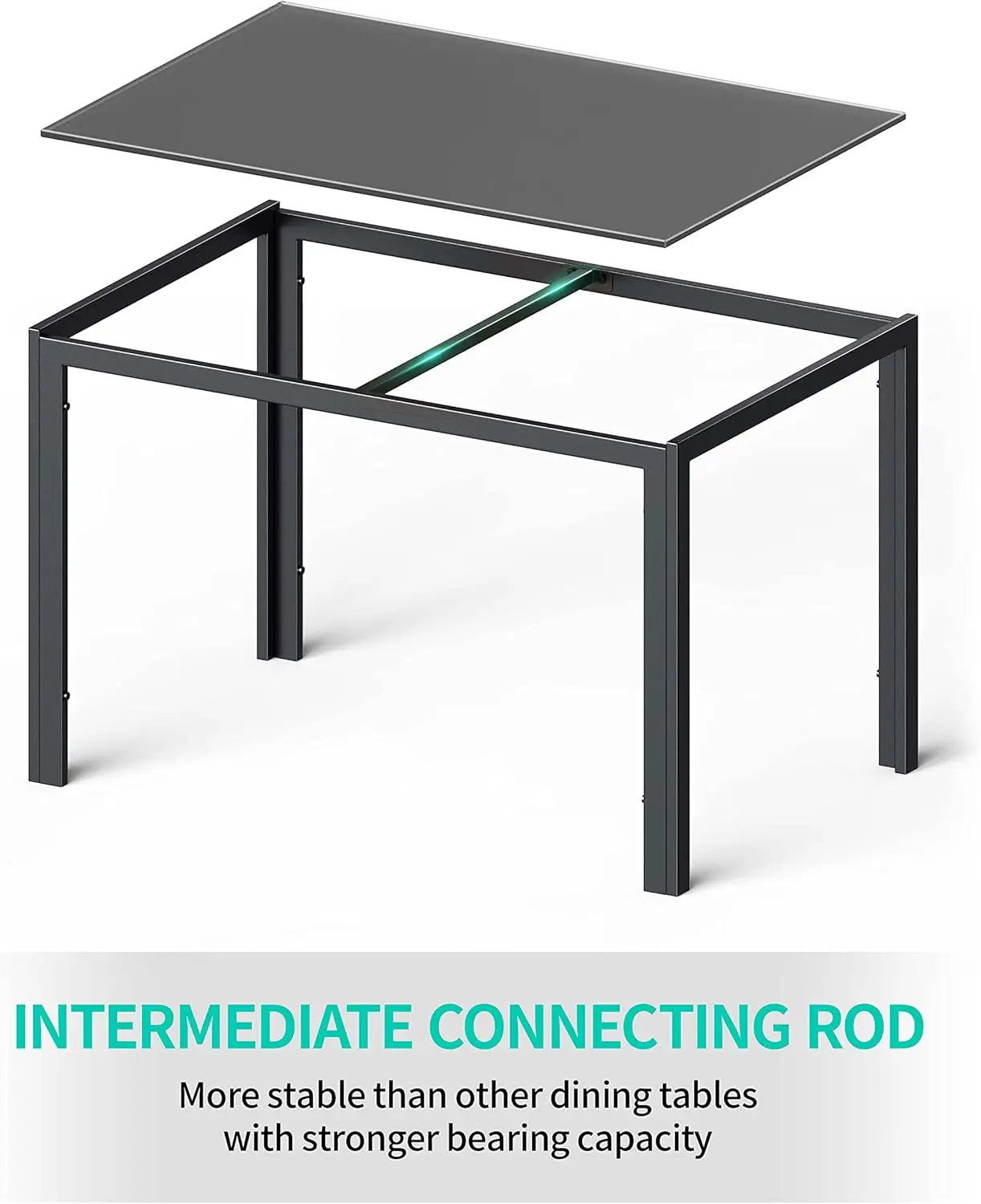 5 Piece Glass Dining Table Set, Kitchen and Chairs for 4