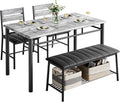 Dining Table Set for 4, Kitchen Table and Chairs and Bench Set for Small Space