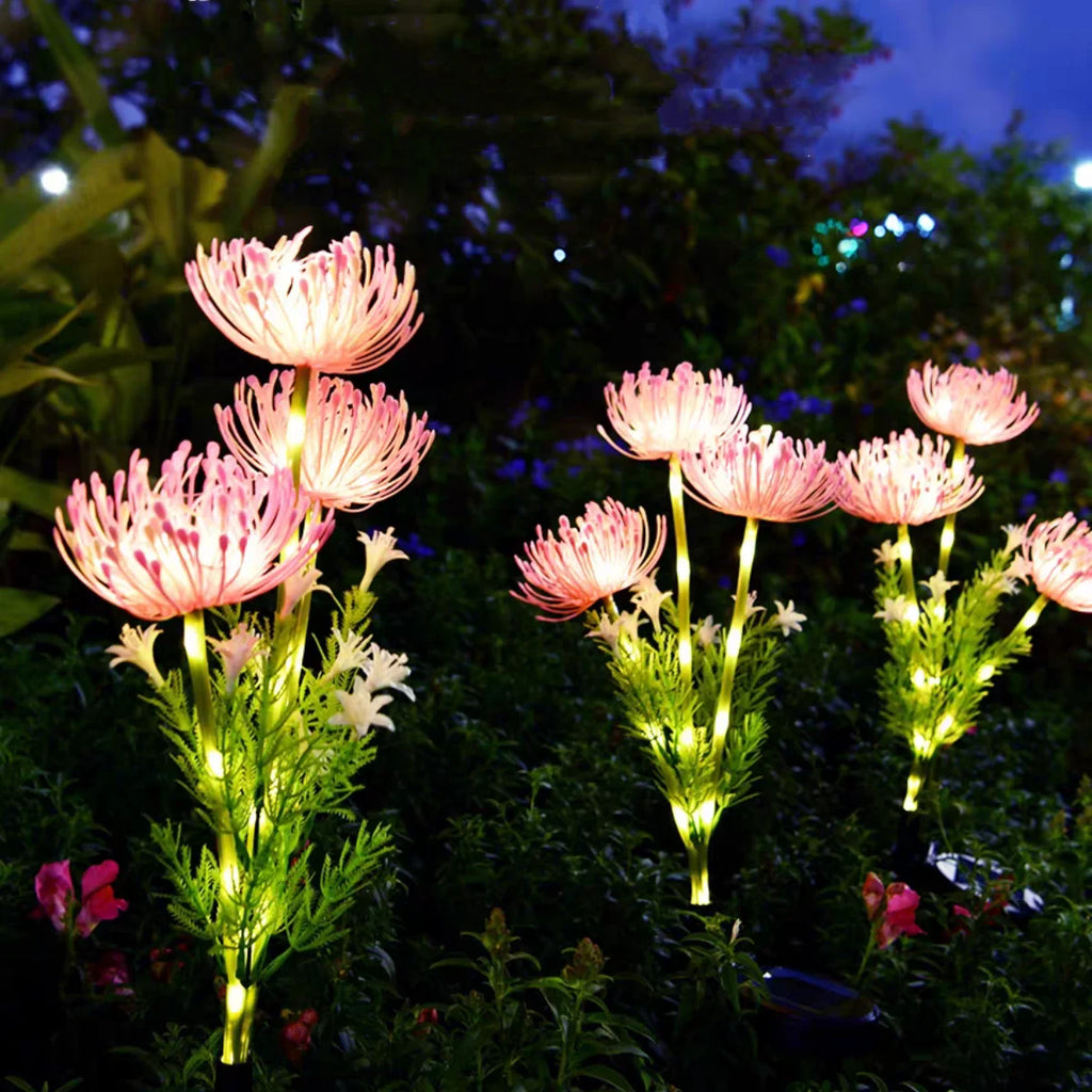 2PC solar powered shore flower ground plug-in lamp