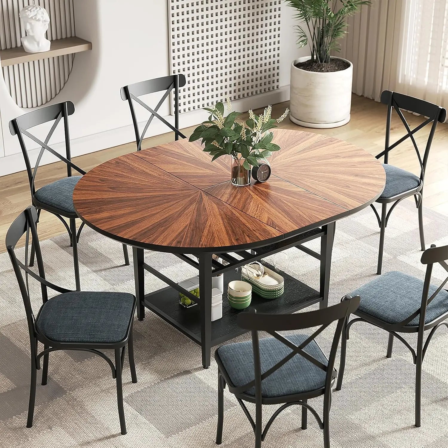 Corner Dining Set Folding Table Storage Bench 3pc Breakfast Nook Small Space