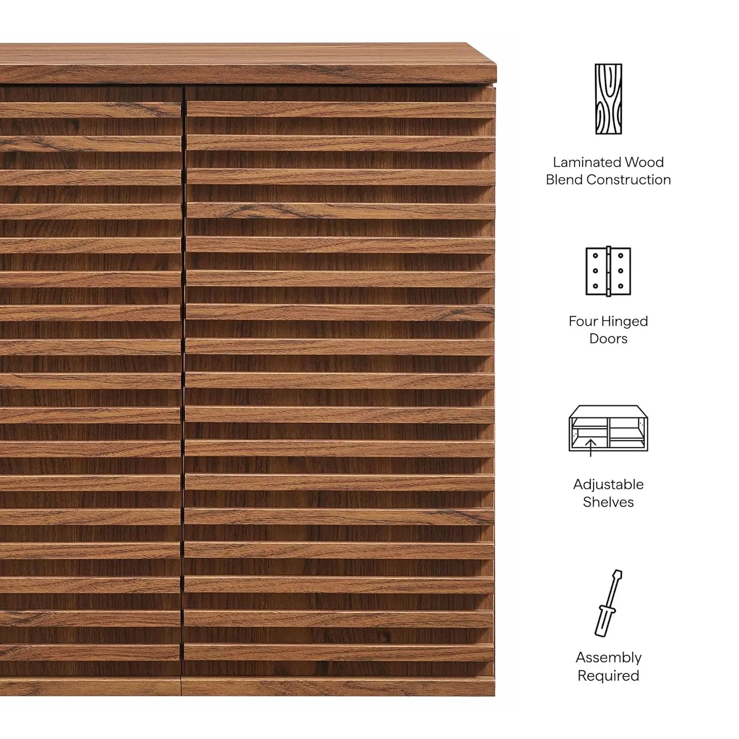 Wall Mounted Bathroom Cabinet in Walnut Compact Wall Storage with Slatted Doors and Adjustable