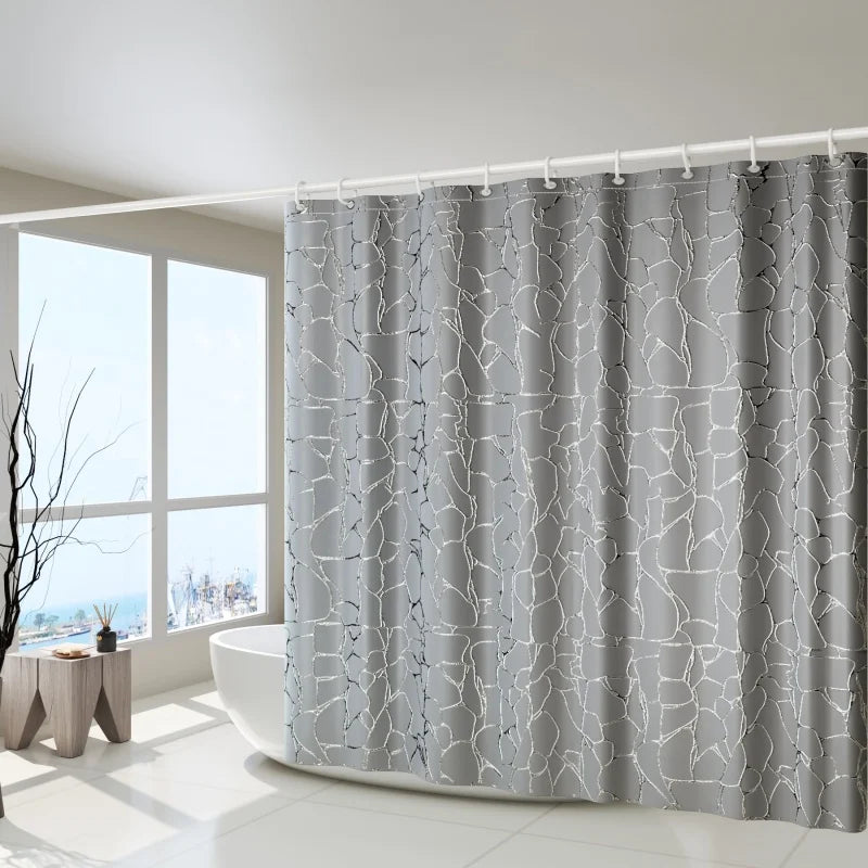 1 Piece of Gilded & Silver-Plated Craft Shower Curtain, 110g Thickened Polyester Fabric, Home Decoration Curtain, Bathroom Curta