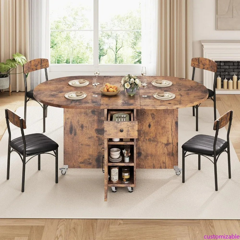 Compact 5-Piece Folding Dining Set for 4 People
