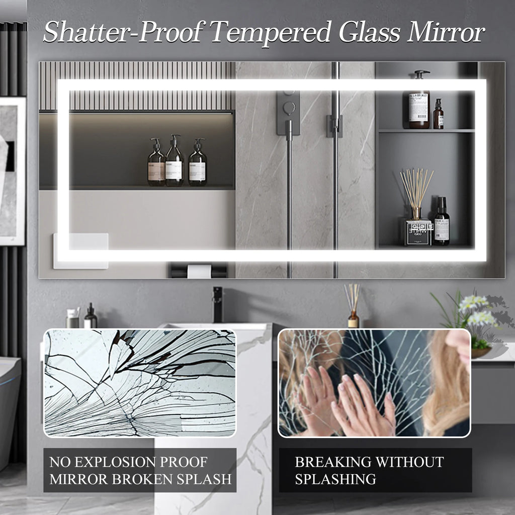 LED Bathroom Mirror with Anti-Fog and Touch Sensor