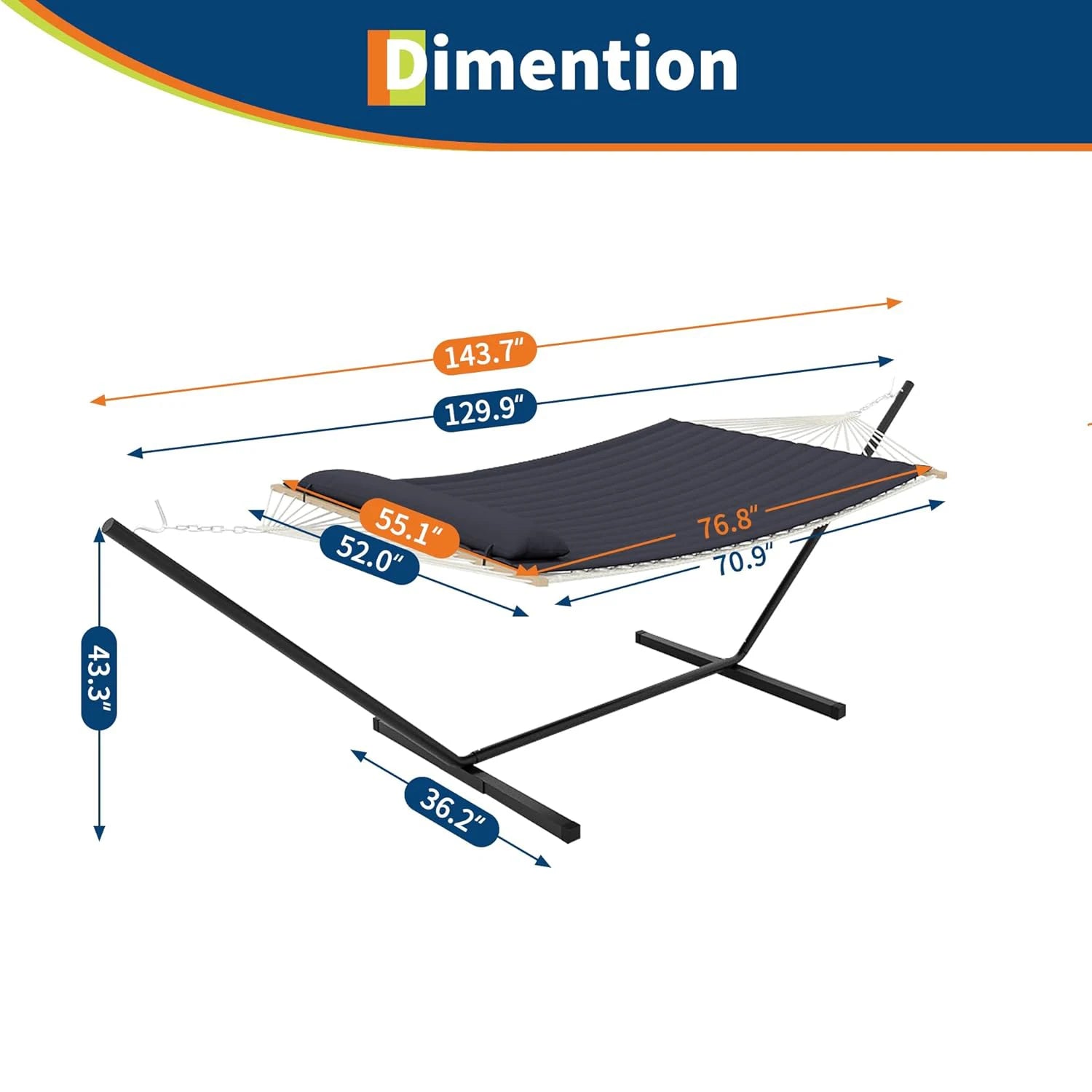2 Person Heavy Duty Double Hammock with Stand