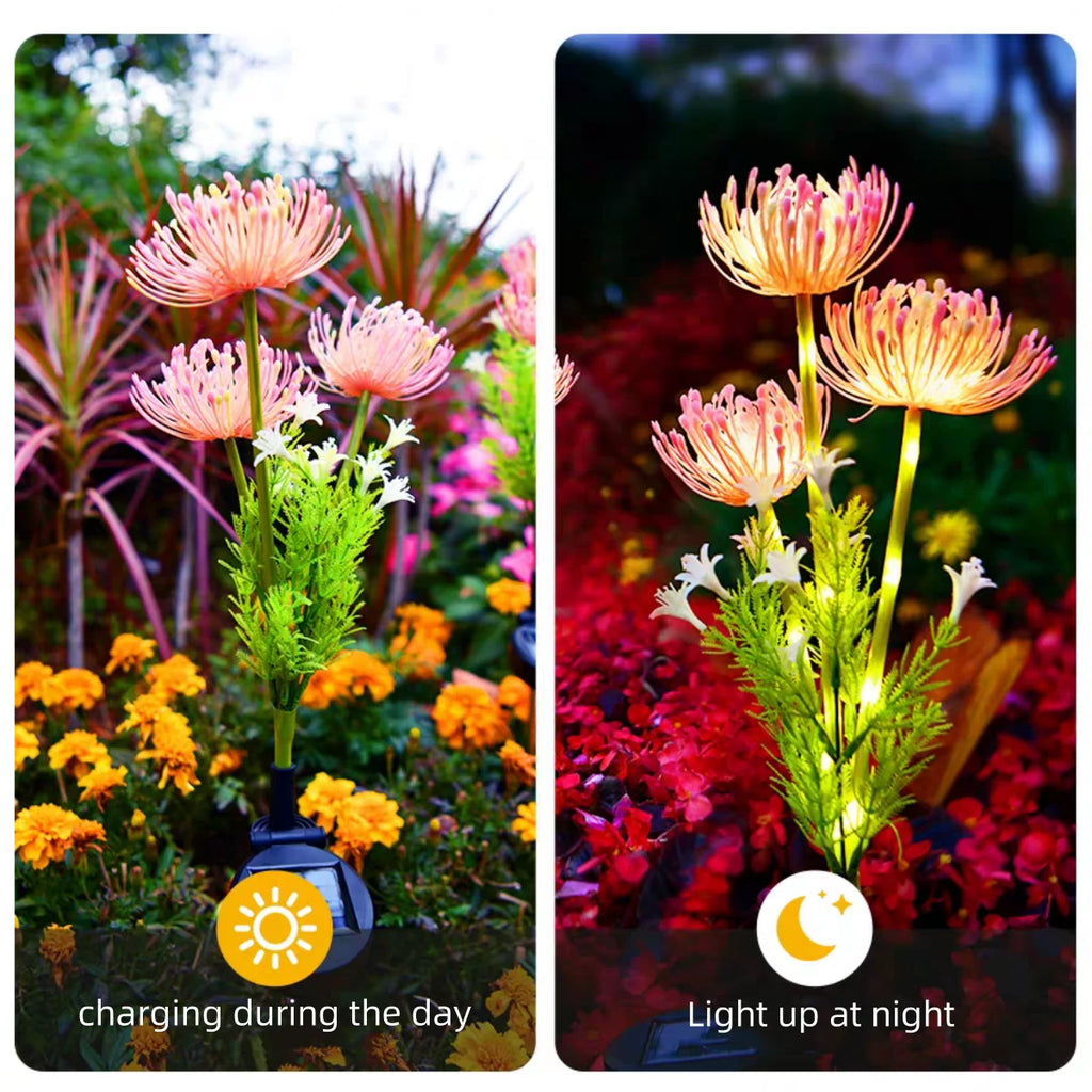 2PC solar powered shore flower ground plug-in lamp