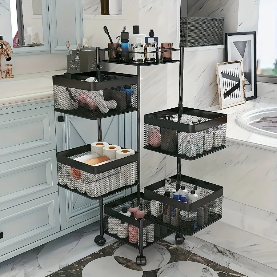 Kitchen Storage, Rotating 5-Tier Metal Fruit Vegetable Basket