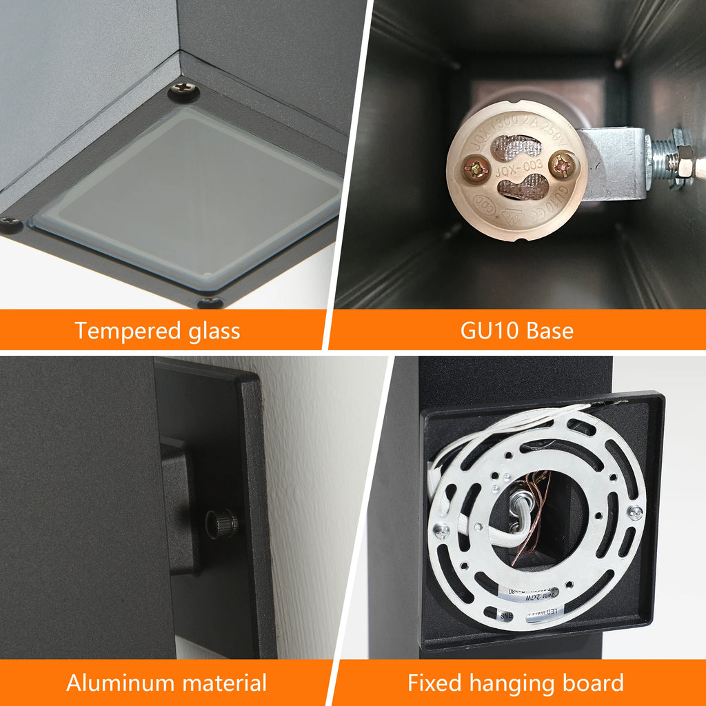 2-Pack Outdoor Wall Light IP65 Waterproof Up & Down
