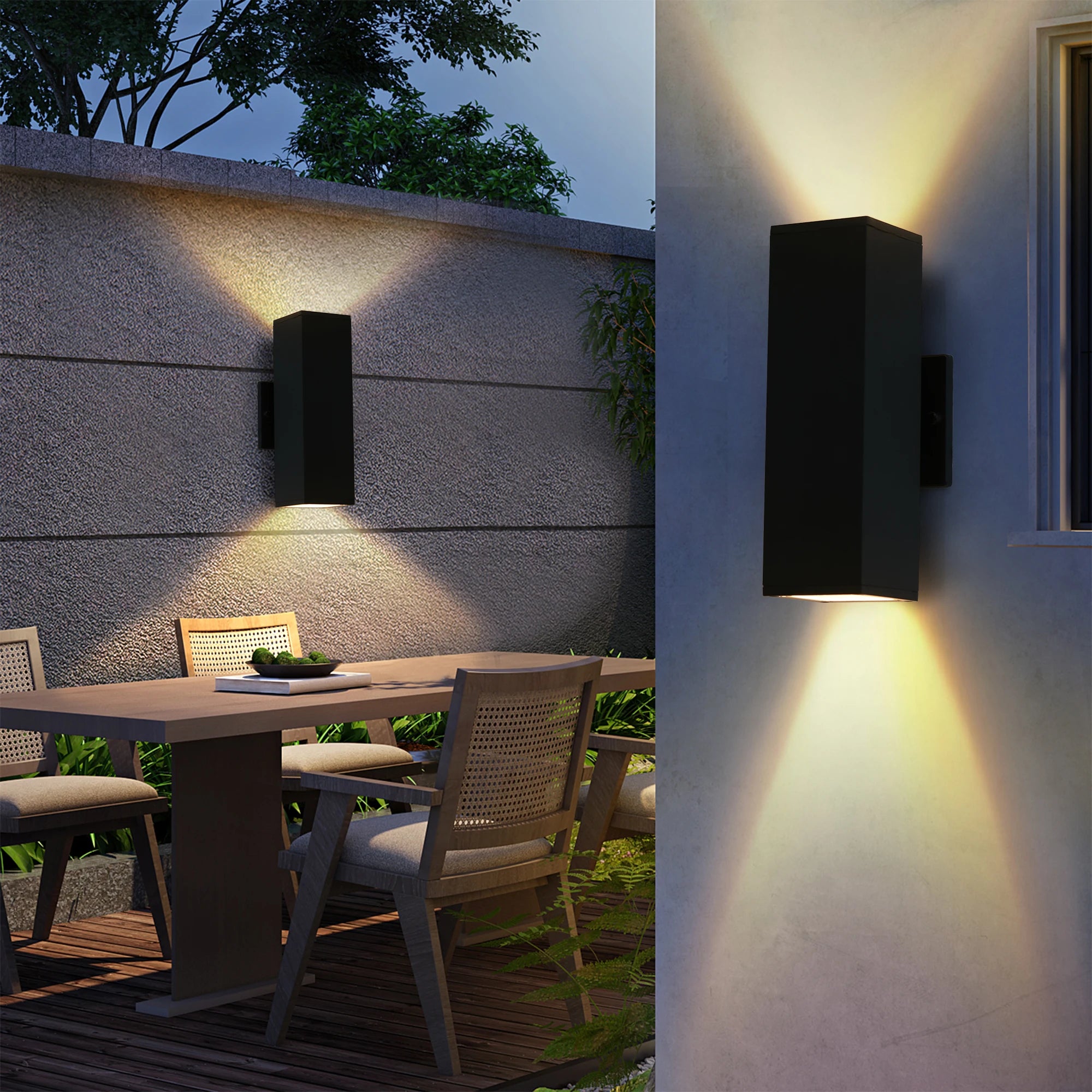 2-Pack Outdoor Wall Light IP65 Waterproof Up & Down